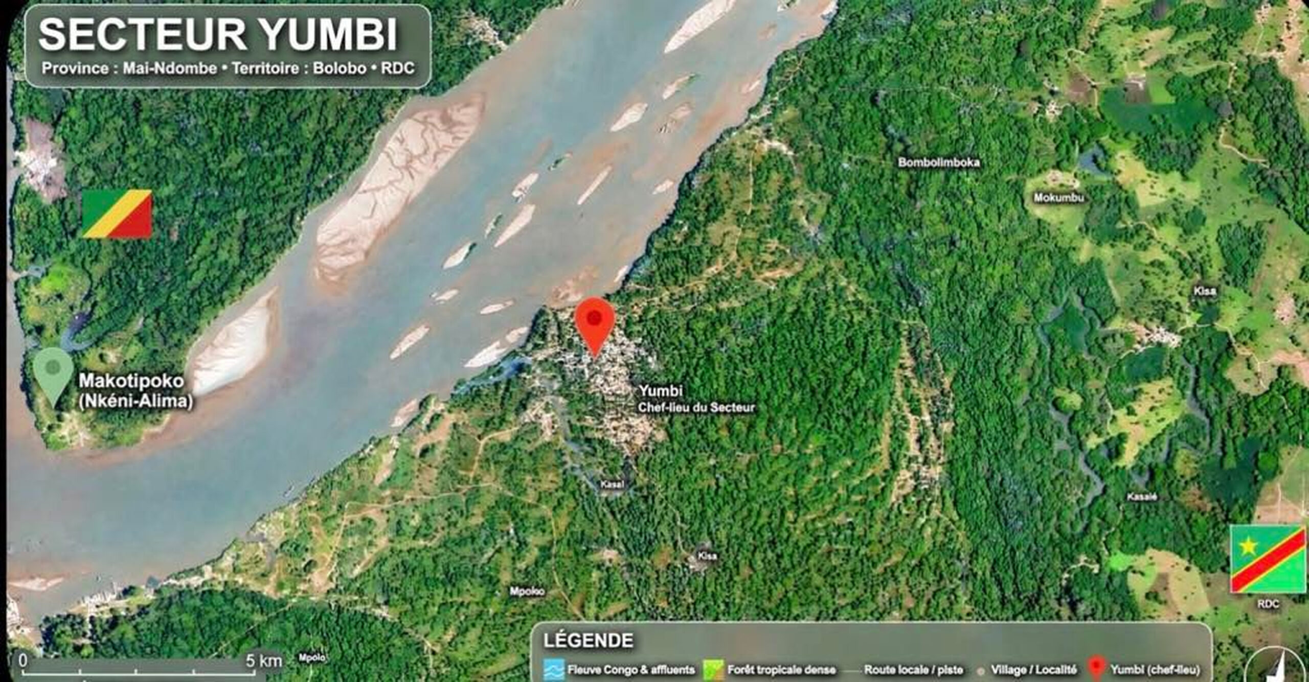 Carte satellite frontière Congo et Rdc