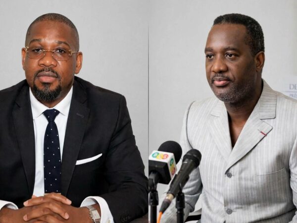 De g. à dr. le ministre Yves Désiré Mondélé et le Sénateur Wilfrid Nguesso