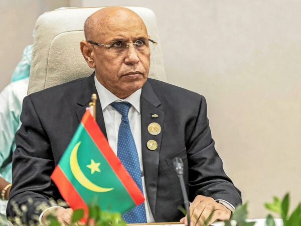 Le président mauritanien Mohamed Ould Cheikh El Ghazouani. (BANDAR AL-JALOUD Saudi Royal Palace AFP)